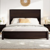 LUXOAK King Size Wood Platform Bed, Rustic Bed Frame with 51.2" Tall Slatted Headboard, Wooden Slats & Metal Support, No Box Spring Needed/Noise Free, Easy Assembly, Espresso LUXOAK