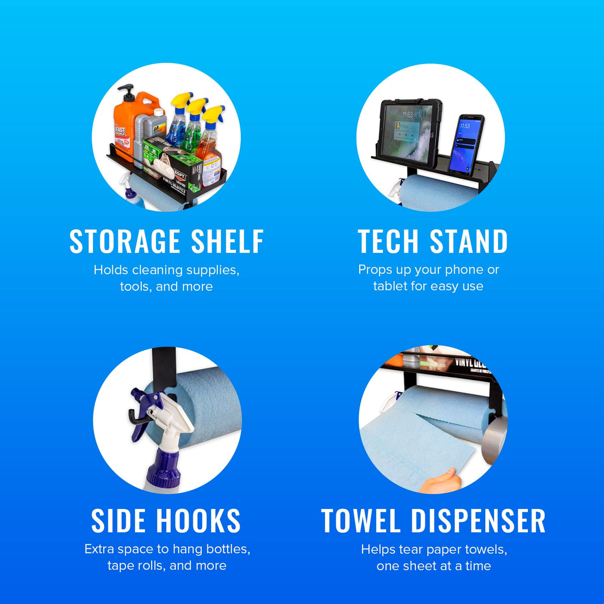 The Original Quick Clean Garage Paper Towel Holder, Wall Mount Shelf, One-Hand Tear, Garage Organization and Storage Rack Holds 50 lbs, StoreYourBoard StoreYourBoard