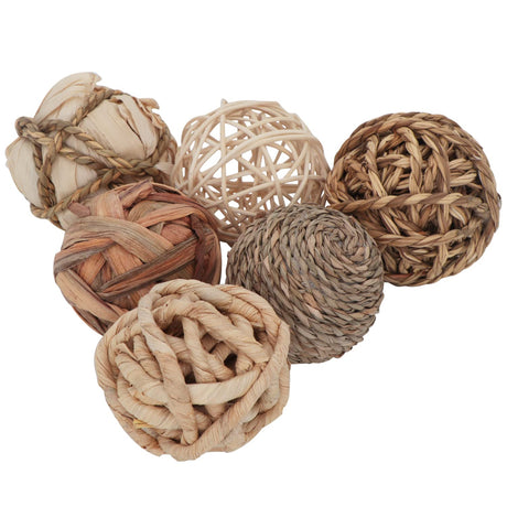 Kesywale Set of 6 Decorative Balls for Centerpiece Bowl Fillers, 2.8 inch Assorted Rattan Wicker Balls Spheres Orbs, Vase Fillers, Home Table Decor Kesywale