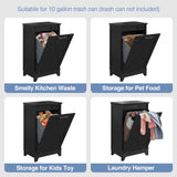 FiveWillowise Tilt Out Trash Cabinet, Kitchen Trash Can Cabinet w/Negative ion and deodorizing Function, Dog Proof 10 Gallon Garbage Can Cabinet for Kitchen, Bathroom, Living Room, Black FiveWillowise