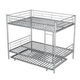 Harper & Bright Designs Full Over Full Metal Bunk Bed with Trundle, Ladder & High Guardrail, Able to Split, Noise Free, Heavy-Duty Steel Loft Bed Frame with Safety Rail for Bedroom, Dorm (Silver) Harper & Bright Designs