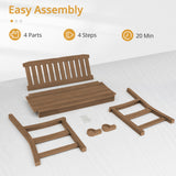 LUE BONA Outdoor Bench, 2-Person HDPS Garden Bench, Outdoor Benches Weatherproof, All-Weather Fade/Rot Resistant Patio Bench for Park, Front Porch, Backyard (Brown-Oil Printed) LUE BONA