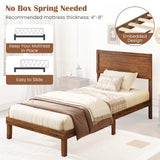 Giantex Wood Twin Bed Frames with Headboard, Mid Century Modern Platform Bed Twin Size with Solid Wood Legs & Wooden Slat Support, Easy Assembly, No Box Spring Needed, Walnut Giantex