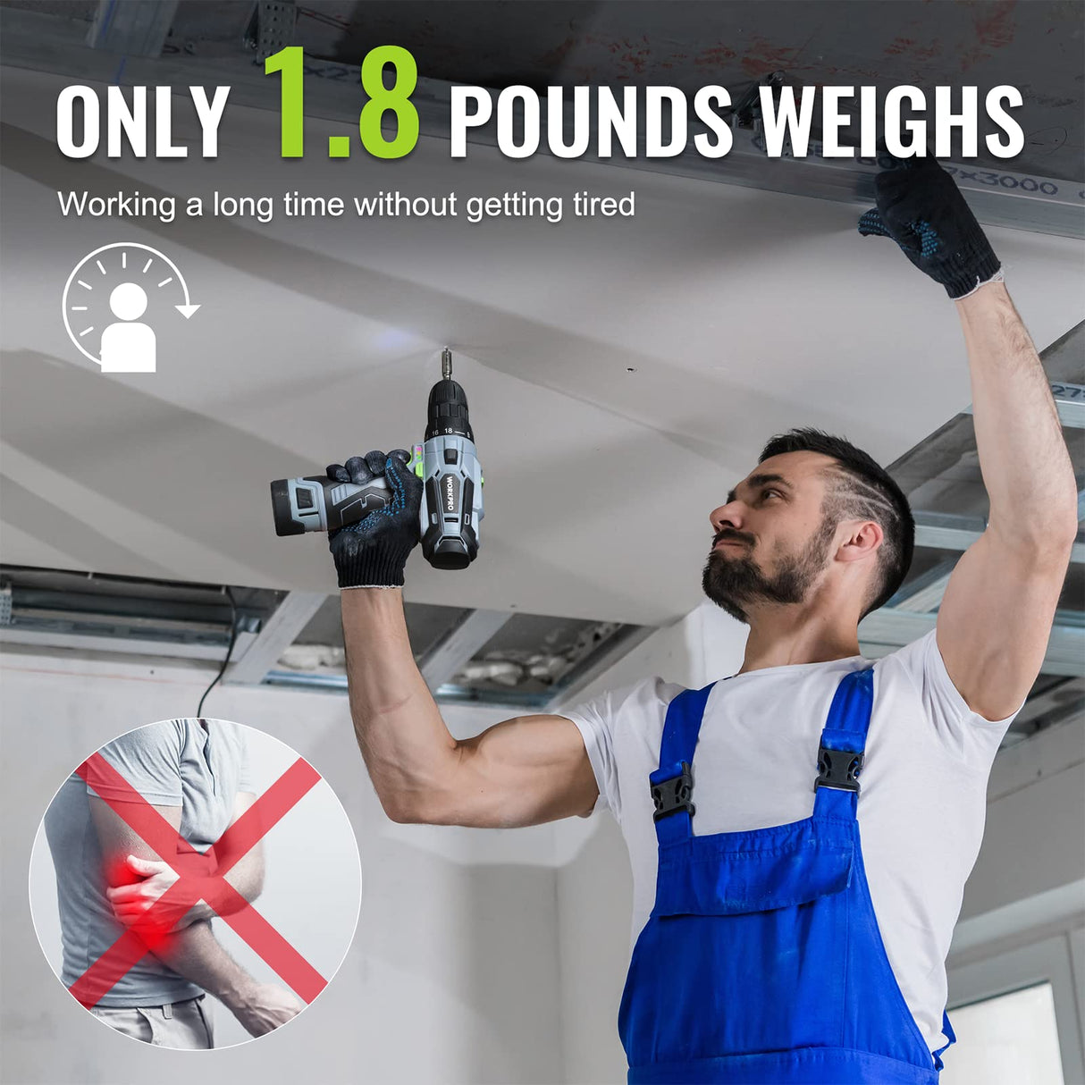 WORKPRO Cordless Drill Driver Kit, 12V Electric Screwdriver Driver Tool Kit, 3/8" Keyless Chuck, Charger and Storage Bag Included WORKPRO