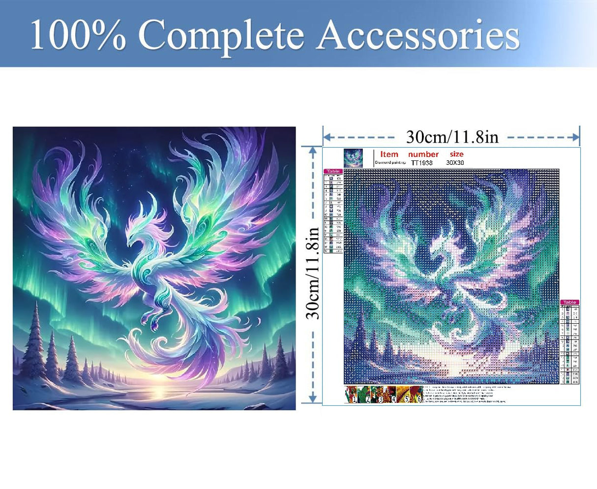 JFYHAB Phoenix Diamond Art Kits for Adults, Phoenix 5D Diamond Painting Kits for Beginner DIY Aurora Gem Art Full Drill Diamond Dots Crystal Craft Kits for Home Wall Decor Gifts 12x12in JFYHAB