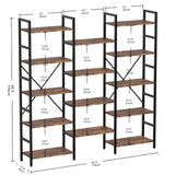 IRONCK Bookcases and Bookshelves Triple Wide 5 Tiers Industrial Bookshelf, Large Etagere Bookshelf Open Display Shelves with Metal Frame for Living Room Bedroom Home Office IRONCK