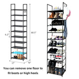 Cuandte 10 Tier Shoe Rack, Tall Narrow Shoe Rack for 20-25 Pairs of Shoes, Removable Stackable Metal Shoe Storage Rack, Non-Woven Fabric Shelves, Easy to Assemble, for Closet Entryway Bedroom Cuandte