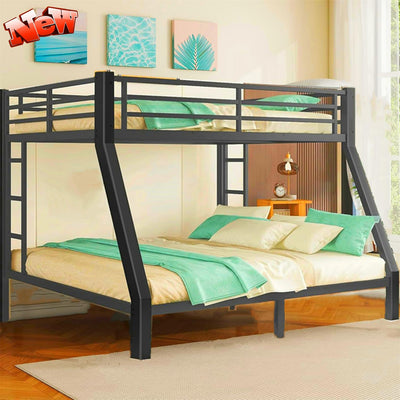 SIGONE Stronger & Safer Steel Bunk Bed Queen Over King Size, Metal King Bunk Bed with Reinforced Legs and Ladder (Easier to Assemble) (Queen Over King)