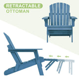 Oversized Wooden Folding Adirondack Chair with Ottoman, Pre-Assembled Backrest and Seat Board, Lounge Chair for Outdoor Patio Garden Lawn Backyard Firepit Deck Pool Beach Wood-Natrl