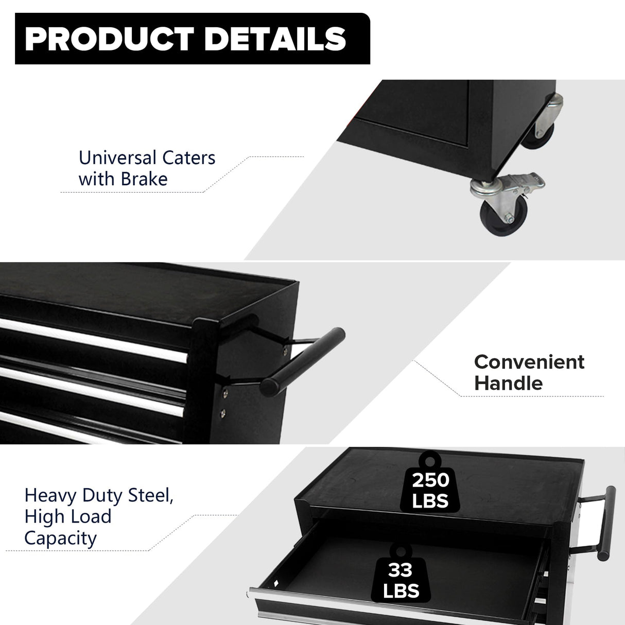 nifoti 4 Drawers Tool Cart on Wheels,Rolling Tool Box Tool Storage， Drawers Rolling Tool Box Organizer Tool Case for Garage, Warehouse, Workshop, nifoti
