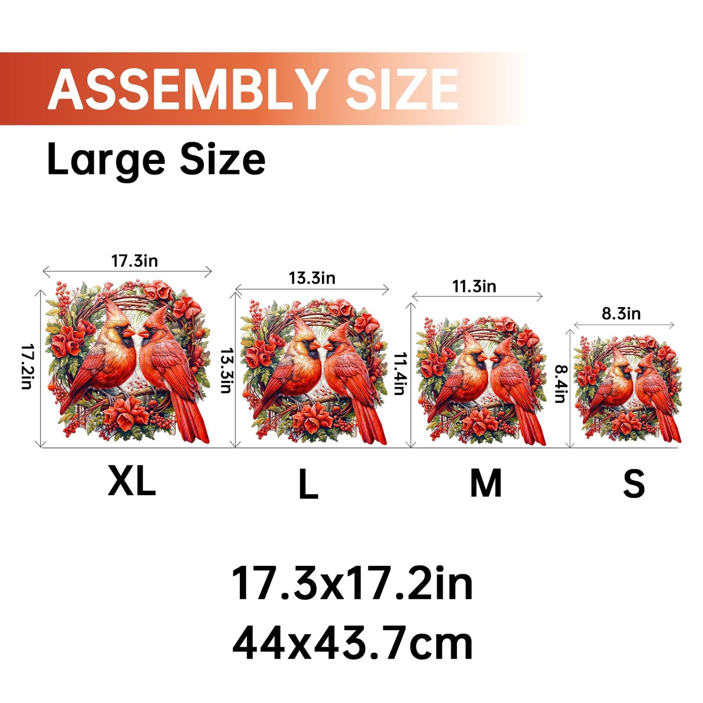 Jigfoxy Wooden Puzzles for Adults, Cardinal Wood Puzzles Adult, Unique Animal Shape Wooden Jigsaw Puzzles, Birthday Gifts for Puzzles Lovers Family Friend (L-13.3 * 13.3in-300 pcs)