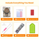 Bowetile 5D Diamond Art Lion Kits for Adults Beginners, Animals Diamond Painting Lion Kits, DIY Full Round Drill Diamonds Dots Paintings Picture Gem Art Craft for Home Wall Decor 12x16 Inch Bowetile