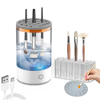 Babluble Electric Paint Brush Cleaner, Rinse Cup, Brush Rinser for Painting, Brush Cleaning Washer Rinser for Acrylic, Watercolor Painting, Makeup Brush Cleaner,Brush Holder (1, White)