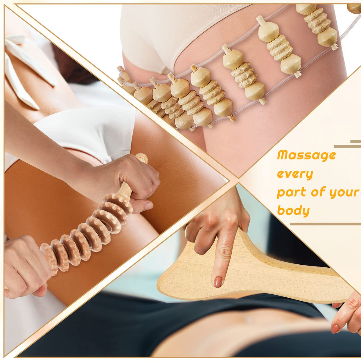 Amylove 21-in-1 Maderoterapia Kit Wood Therapy Massage Tools Set Therapy Tools for Body Sculpting Muscle Pain Relief Lymphatic Drainage Women Face Roller Fascia Massage Anti Body Contouring Amylove