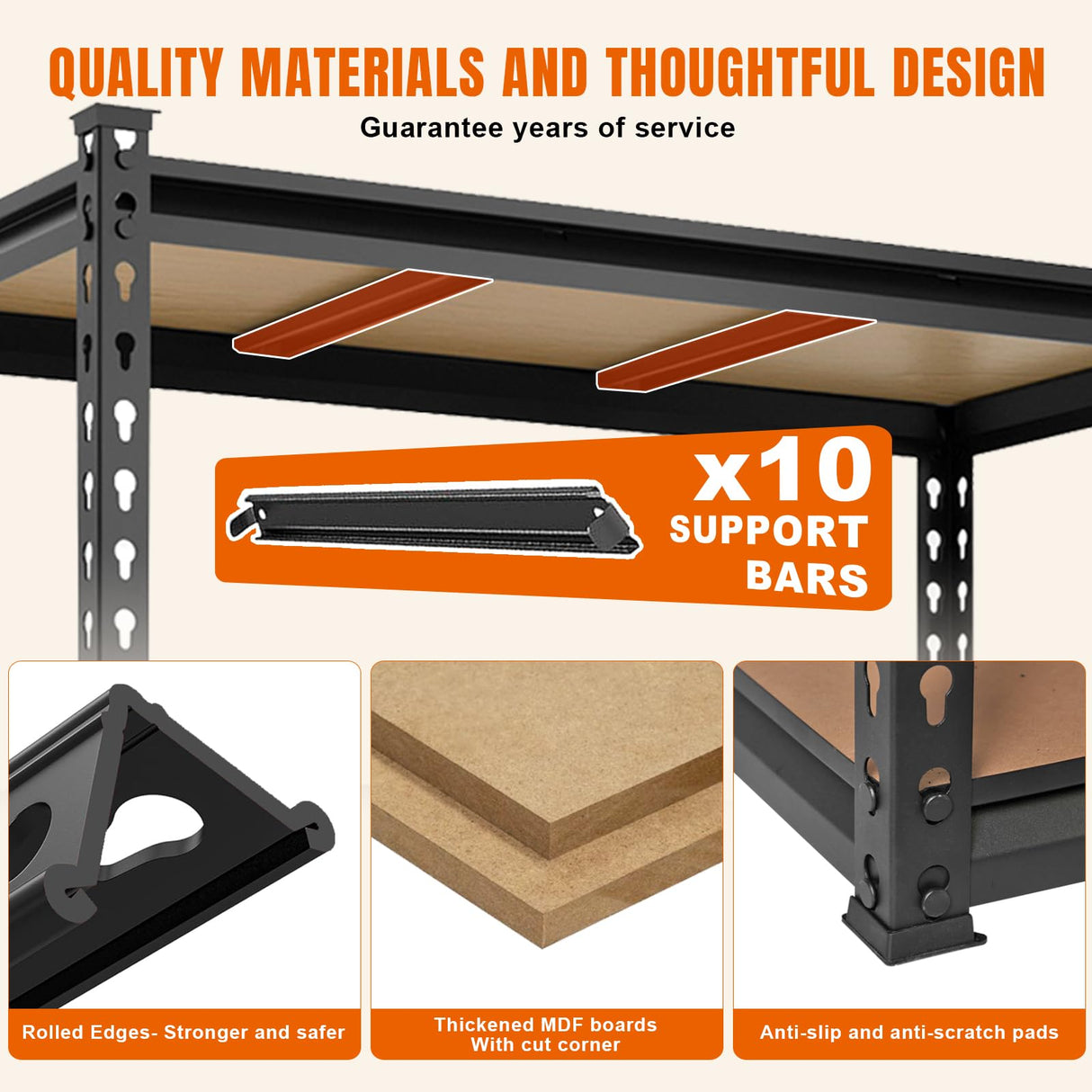 BIG RED Storage Shelving Unit, 5-Tier Adjustable, Heavy Duty Metal Garage Shelves/Utility Rack for Kitchen, Pantry, Basement, Bathroom, Laundry - 3,000lb Capacity, Black, 72" H x 48" W x 24" D BIG RED