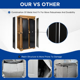 Outdoor Storage Cabinet Wood & Metal with Waterproof Roof, Garden Tool Shed with 3 Removable Shelves, 4 adjustable reinforced feet with metal brackets, 6 T-Hinge, magnetic door,15.6"D x 32.3"W x 66"H Gowoodhut