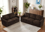 ACMEASE 2 Pieces Chenille Sofa Sets w/Comfortable Back Cushions, Modern Loveseat & Sofa w/Deep Seat Space, Upholstered 2 Seat & 3 Seats Couch Sets w/High Resiliency Foam for Living Room, Office Brown ACMEASE