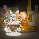 1 Pcs DIY Easter Egg Bunny Tabletop Diamond Art Painting Kits Double Sided Acrylic Diamond Painting Tabletop Flower Easter Table Top Ornament Kits for Spring Holiday Themed Party Decor Accessories NSSHEL