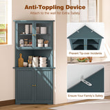 MUPATER Tall Corner Cabinet with Doors and Shelves, 71'' Free Standing Corner Hutch Cabinet Storage for Living Room, Bathroom, Kitchen with Countertop, White MUPATER