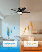 VONLUCE Ceiling Fans with Lights, 42 Inch Ceiling Fan and Remote, Full-spectrum LED Light, 3CCT, 6-Speeds Noiseless Reversible DC Motor, Modern Flush Mount Ceiling Fan for Farmhouse Bedroom Indoor VONLUCE