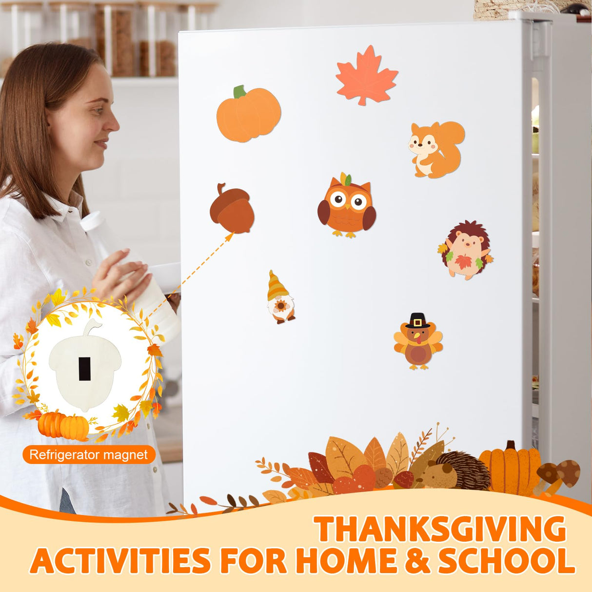 24-Set Fall Thanksgiving Wooden Painting Crafts, Unfinished Wood Cutouts Pumpkin, Maple Leaves, Acorns, Blank Fridge Magnet Crafts for DIY, Party Favors, Classroom, Gift Goodie Bag Stuffers Bafeil