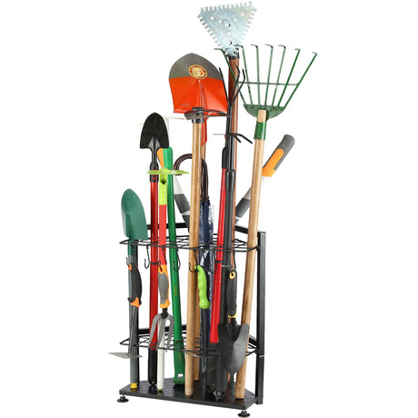 UU-Major Garden Tool Organizer for Garage Corner,Free Standing Yard Tools Rack Heavy Duty,Garage Organization and Storage Stand for Broom,Mop,Rakes,Shovel Holder for Lawn/Shed/Outdoor. UU-Major