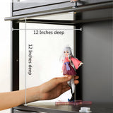 HAOWANJP Curio Display Cabinet 5-Tier Storage Shelves with Acrylic Door, Collectibles Toy Organizers Rack & Display Shelf, Kids Bookshelf and Bookcase for Playroom, Bedroom (Black-Flip) HAOWANJP