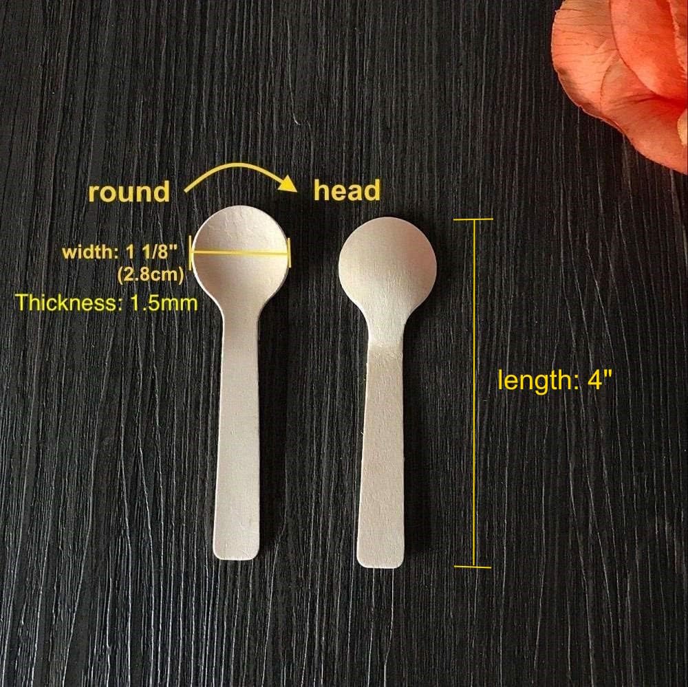 Gmark 4" Mini Wooden Spoons 100 ct, Biodegradable Compostable Birchwood (100pcs/bag) GM1042A