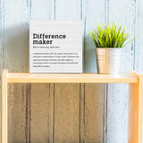 AOZHUO Difference Maker Definition Home Office Decor Wooden Box Sign, Motivational Farmhouse Decorative Positive Office Desk Accessories Wood Plaque Affirmations Wood Table Sign for TV Cabinet Shelf AOZHUO