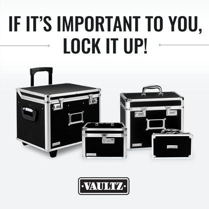 Vaultz Storage Lock Box - 6.5 x 23 x 13.5 Inch - Secure Dorm Storage Trunk with Combination Lock - Ideal Briefcase, Medicine Box, and Personal Item Lock Box - Store Cash, Laptop - Black/Silver