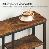 HOOBRO Console Table, Narrow Side Table, Sofa Table, 4-Tier Industrial Hallway Table with Metal Mesh Shelf and Adjustable Feet, for Entryway, Living Room, Hallway, Rustic Brown and Black BF79XG01 HOOBRO