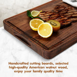 AZRHOM Large Walnut Wood Cutting Board for Kitchen 17x11 (Gift Box) with Juice Groove Handles Non-slip Mats Thick Reversible Butcher Block Chopping AZRHOM