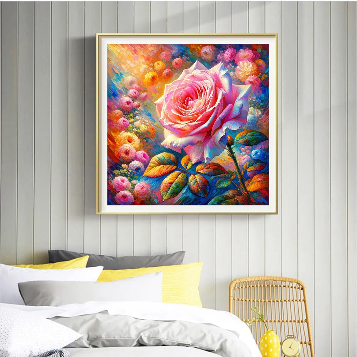 ijbnhd Rose Diamond Painting Kit for Adults, Rose Diamond Art Kits for Adults, Flower Gem Art for Home Wall Decor 14X14inch ijbnhd