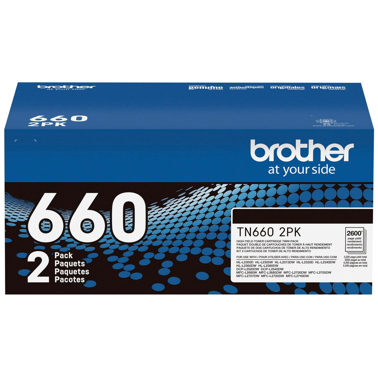 Brother Genuine High-Yield Black Toner Cartridge Twin Pack TN660 2PK (TN6602PK) Brother