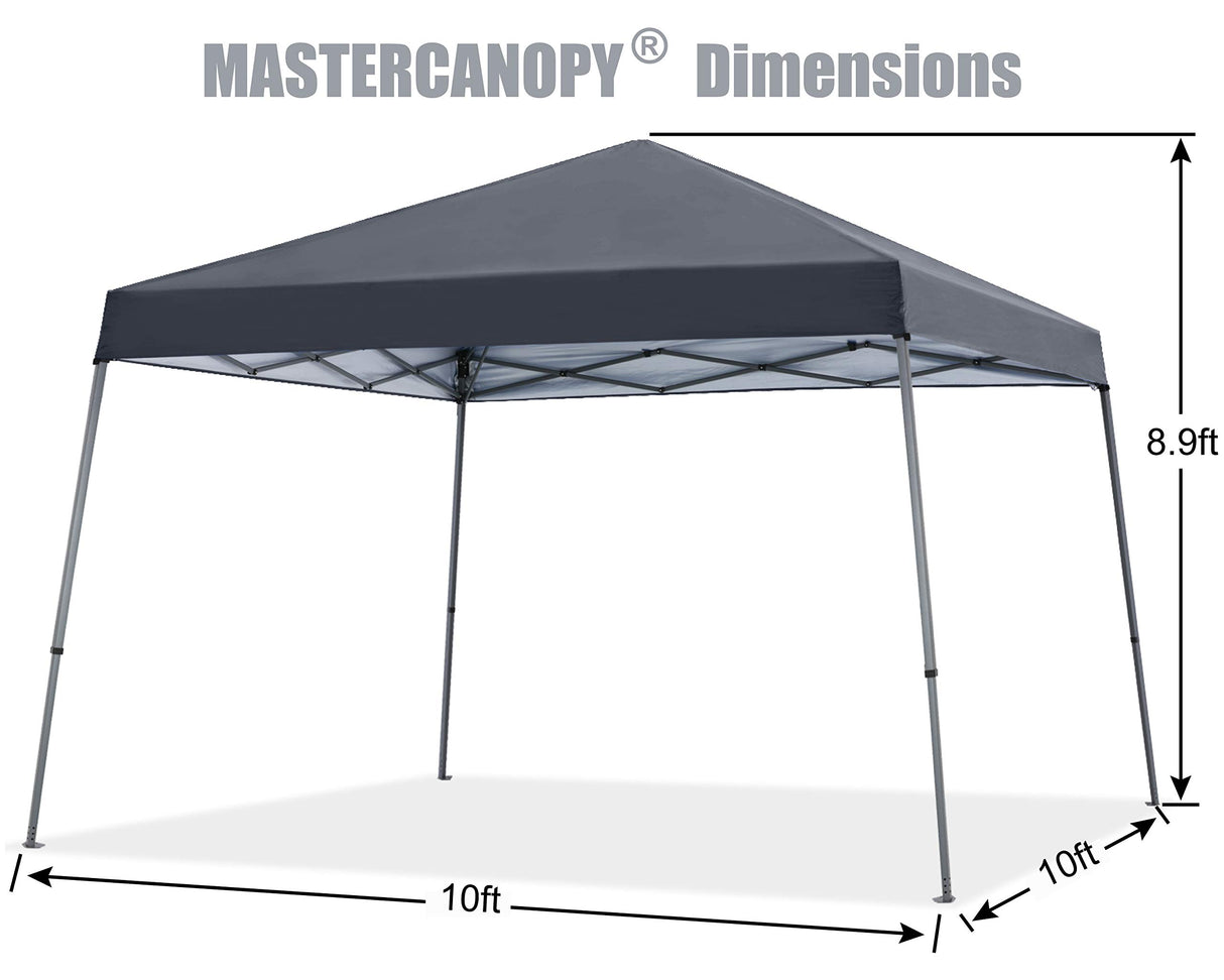 MASTERCANOPY Portable Pop Up Canopy Tent with Large Base (10x10,Dark Gray) MASTERCANOPY