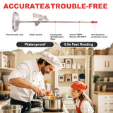 Telead Candy Thermometer Waterproof - Oil Thermometer for Frying with Clips - 9" Side of Pot Thermometer Deep Fry for Oil Candy Candle BBQ - Silver Telead