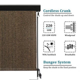 Shade&Beyond Outdoor Roller Shades 6' W x 8' H Mocha Patio Roll Up Blinds with Aluminum Valance 220GSM Exterior Shade Cloth Roll for Porch Gazebo Pergola Balcony Backyard Shade&Beyond