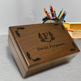 Personalized Wooden Box for Husband, Engraved Keepsake Box for Men, Birthday Gift for Boyfriend, Custom Initials, Men's Accessory Organizer Generic