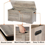 Timberer 39.4" Storage Chest, Wooden Storage Bench, Lift Top Toy Chest with 2 Safety Hinges, Large Toy Box, Entryway Bench for Living Room, Bedroom, Grey Timberer