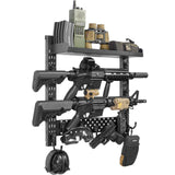 OneTigris Gun Rack Wall Mount 12, Hold Up 80lbs Indoor Gun Rack for Wall with Shelf Horizontal with 10 Hooks and 1 Removable Gun Accessories Tray 21.5"*22.1" ONETIGRIS