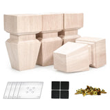 CRAPAPFERT 5 Inch Wooden Furniture Legs, Set of 4 Replacement Solid Wood Unfinished Square Furniture Bun Feet for Couch Chair Sofa Dresser Desk Table Cabinet Bed Bookcase (with mounting parts) CRAPAPFERT