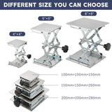 FLKQC Lift Table Lab Stand Lifter, Scissor Lifting Jack Platform 8"X 8", Stainless Steel Laboratory Support Jack Platform with Black Hand Wheel, Expandable 85mm to 280mm FLKQC