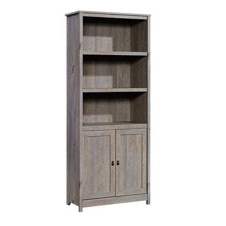 Sauder Cottage Road Library with Doors/Book shelf, L: 29.29" x W: 13.98" x H: 71.5", Mystic Oak finish Sauder