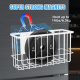 NiHome Magnetic Metal Basket Organizers, Dryer Ball Holder, 2PCS Medium & Small, Versatile Storage for Kitchen & Office Holds Up to 14 lbs, Easy Attach to Refrigerator or Any Magnetic Surface (White) NiHome