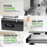 Nutrichef Electric Meat Slicer | 200W Automatic Meat, Deli & Bread Slicer | Adjustable Dial for 0-15mm Cutting Range Thickness | Removable 7.5 IN Stainless Steel Blade & Food Pusher for Safety (Black) NutriChef