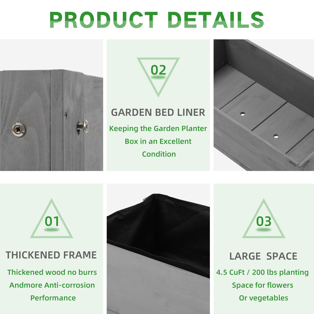Raised Garden Bed with Legs (31x16x31''), Solid Wood Elevated Planter Box for Outdoor Wood-Natrl