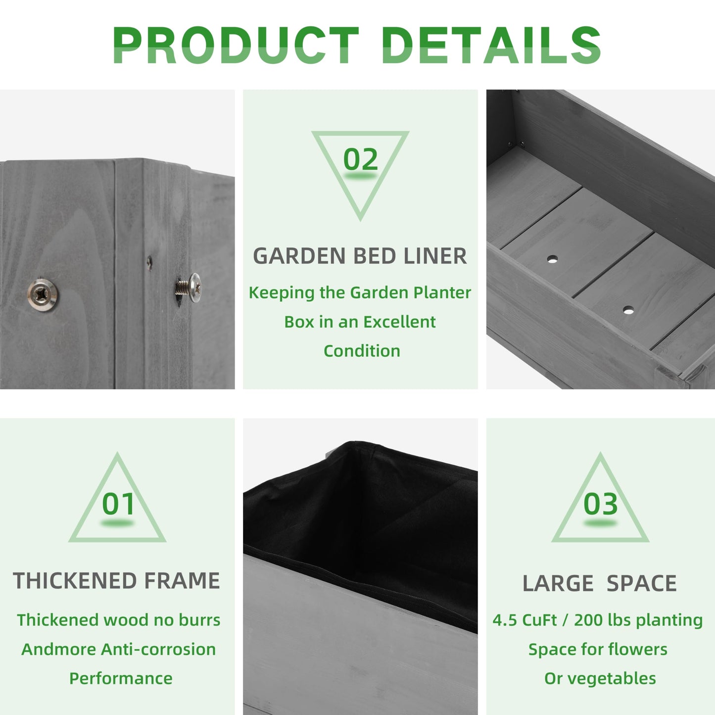 Raised Garden Bed with Legs (31x16x31''), Solid Wood Elevated Planter Box for Outdoor - WoodArtSupply