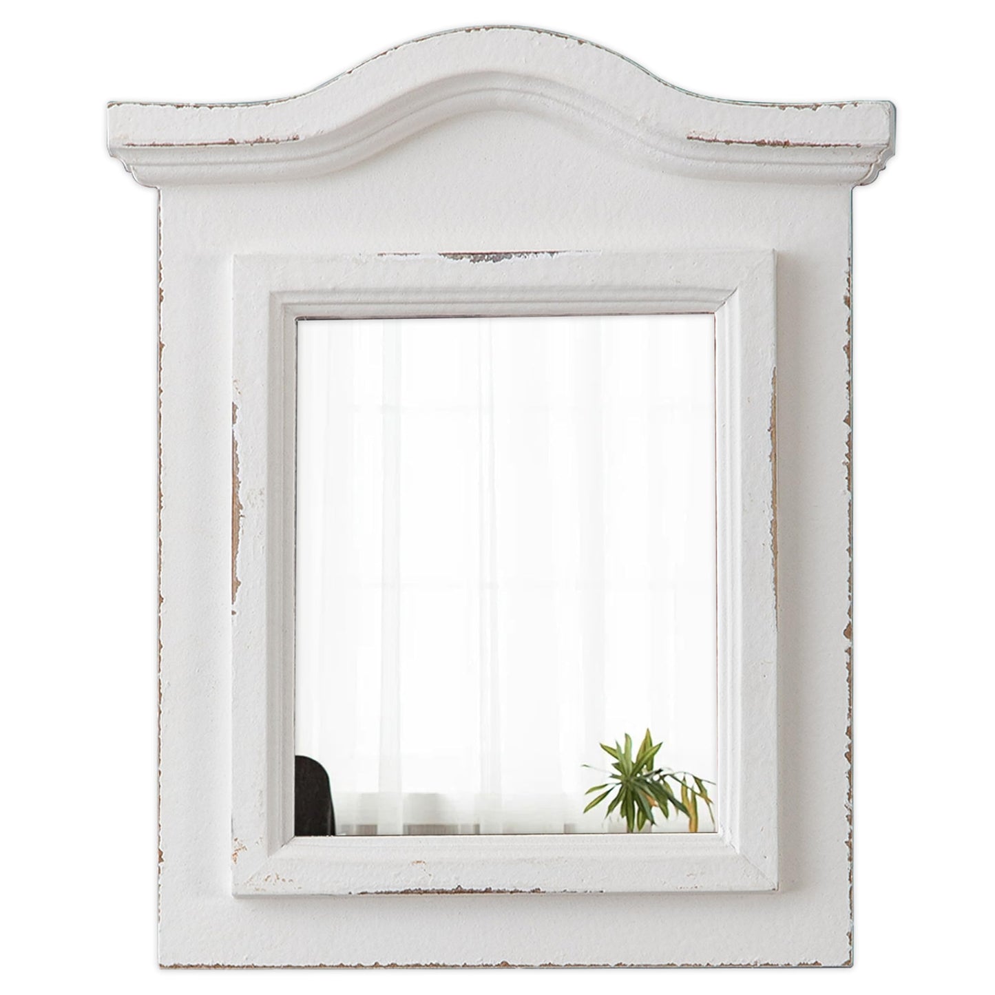 Sintosin Rustic Small Wall Mirrors Decorative 10 X 12 Inch, Hanging Distressed White Wood Frame Arched Entryway Mirror, Unique Rectangle Wall Mirror for Wall Decor Hallway Bedroom Living Room - WoodArtSupply