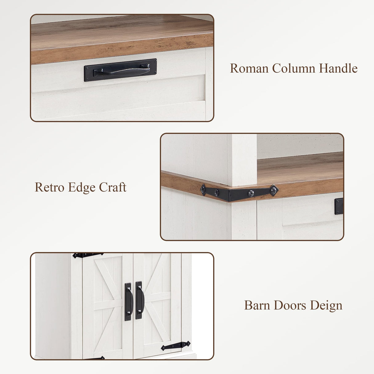 RedLemon Bookshelf with Storage Cabinet, 72" Tall Farmhouse Bookcase with Adjustable Shelves and Barn Door, 4 Tier Office Wood Bookshelf with Drawer for Office Library Living Room (Antuique White) RedLemon