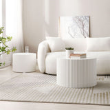 KEVINSPACE Round Coffee Table Set of 2 Nesting Coffee Table Modern for Living Room, Round End Table Set, Wooden Circle Side Table No Need Assembly Accent Furniture for Bedroom Balcony Lounge White KEVINSPACE